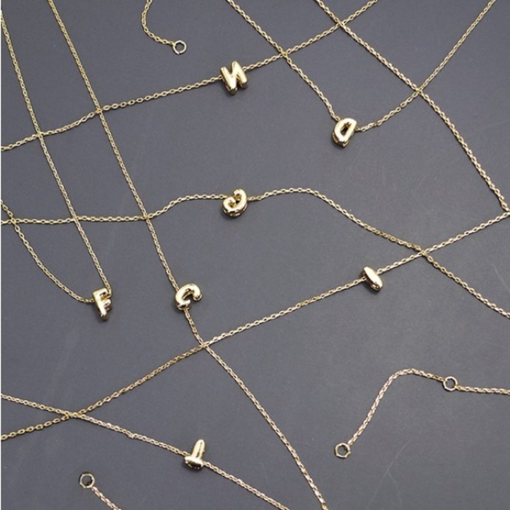 Gold Mini Bubble Initial Necklace (5101) - Picture 2 of 4